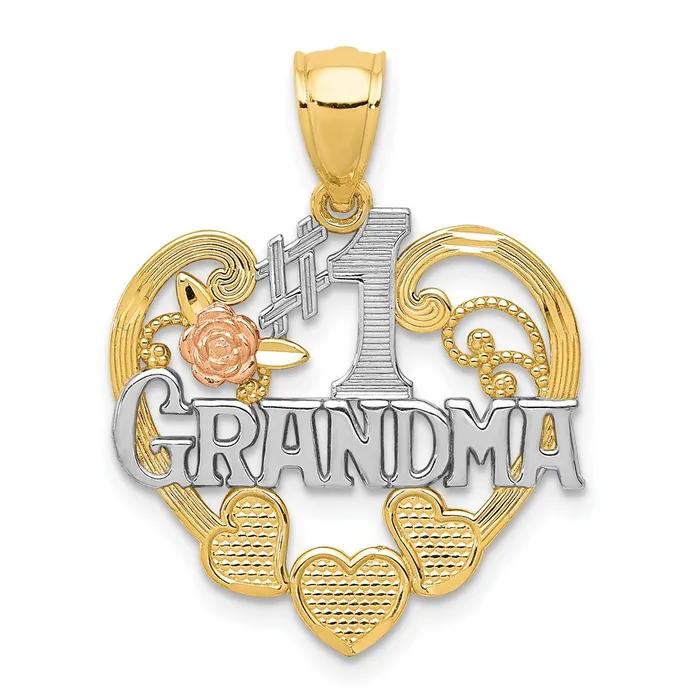 Rings TreasureFineJewelers 14k Twotone wWhite Rhodium 1 GRANDMA Heart Pendant Rings TreasureFineJewelers 14k Twotone wWhite Rhodium 1 GRANDMA Heart Pendant