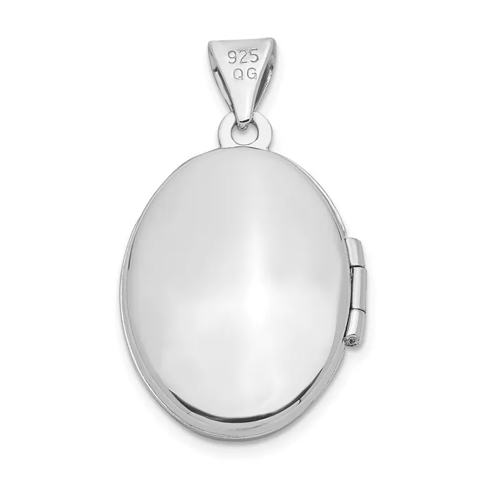 Rings TreasureFineJewelers Sterling Silver Rhodiumplated 17x14mm Butterfly Oval Locket