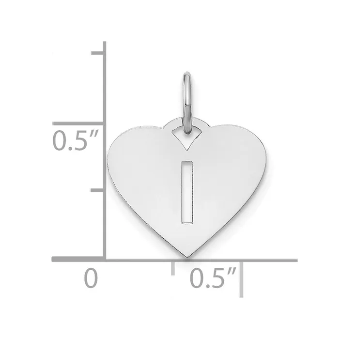 Sterling Silver Rhodiumplated Heart Letter I Initial Charm TreasureFineJewelers Necklaces