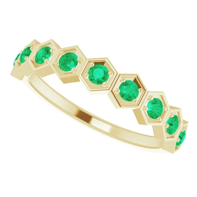 TreasureFineJeweler 14K Yellow Natural Emerald Stackable Ring Rings
