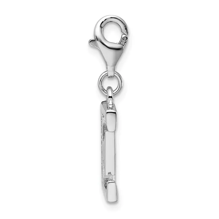 TreasureFineJewelers Amore La Vita Sterling Silver Rhodiumplated Polished CZ Letter E Initial Charm with Fancy Lobster Clasp Necklaces