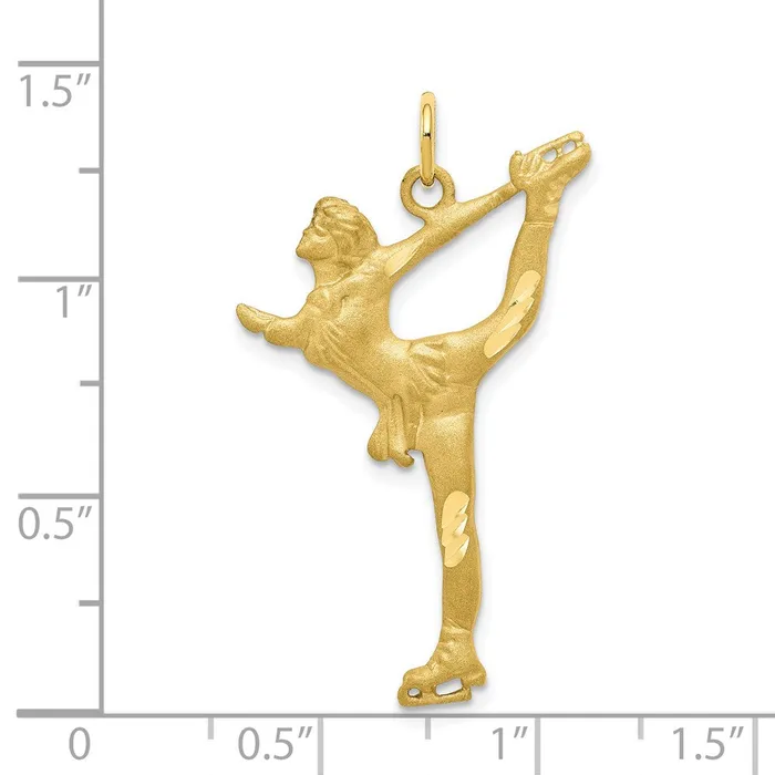 TreasureFineJewelers Charm Necklaces 10k Solid Diamondcut Figure Skater Charm