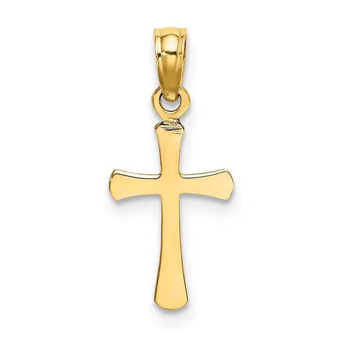 TreasureFineJewelers Charm Necklaces 14K Polished Beveled Cross w Round Tips Charm