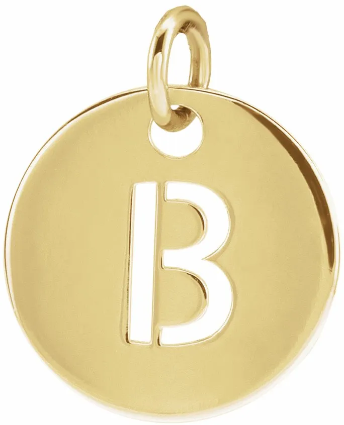 TreasureFineJewelers Necklaces 18K Yellow GoldPlated Sterling Silver Initial B 10 mm Disc Pendant