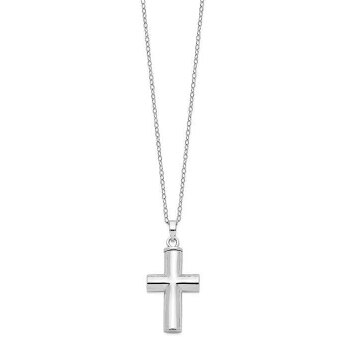 TreasureFineJewelers Necklaces Sentimental Expressions Sterling Silver Rhodiumplated Antiqued Cross Ash Holder 18 Inch Necklace