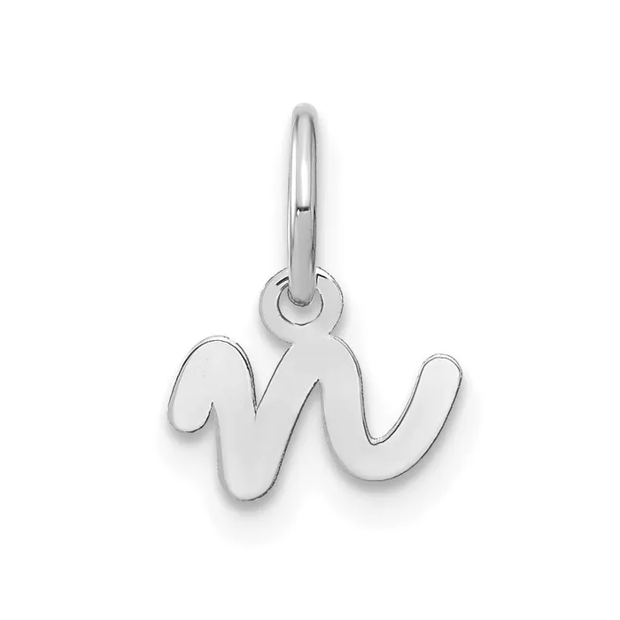 TreasureFineJewelers Necklaces Sterling Silver Rhodiumplated Lower case Letter N Initial Charm