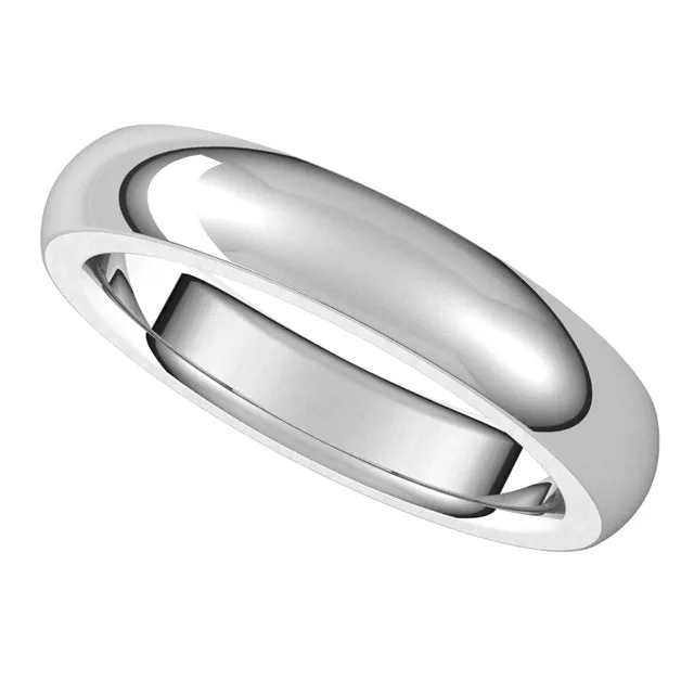 TreasureFineJewelers Rings 10K White Gold 4 mm Half Round Comfort Fit Heavy Wedding Band
