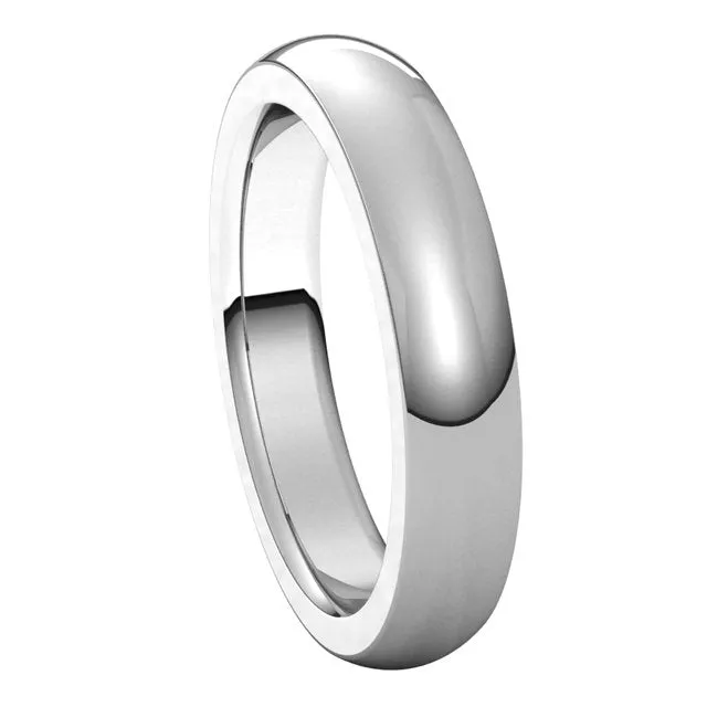 TreasureFineJewelers Rings 10K White Gold 4 mm Half Round Comfort Fit Heavy Wedding Band