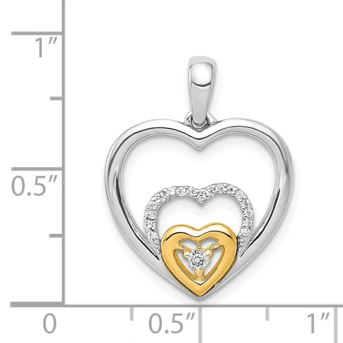 TreasureFineJewelers Rings 14k TwoTone 115ct Diamond Triple Heart Pendant