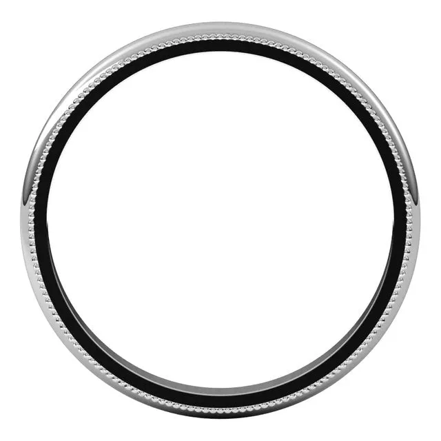 TreasureFineJewelers Rings Sterling Silver 25 mm Milgrain Half Round Wedding Band