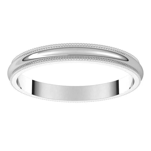 TreasureFineJewelers Rings Sterling Silver 25 mm Milgrain Half Round Wedding Band