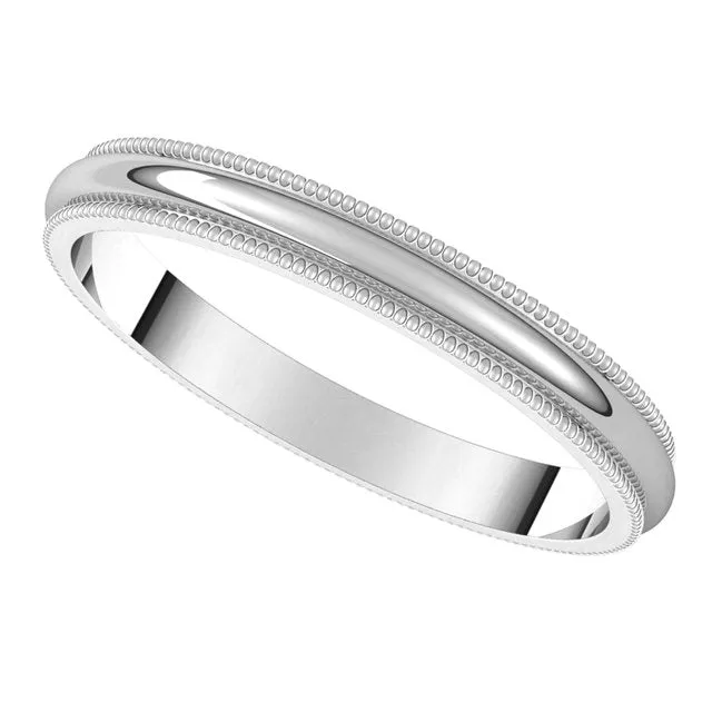 TreasureFineJewelers Rings Sterling Silver 25 mm Milgrain Half Round Wedding Band