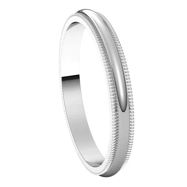 TreasureFineJewelers Rings Sterling Silver 25 mm Milgrain Half Round Wedding Band