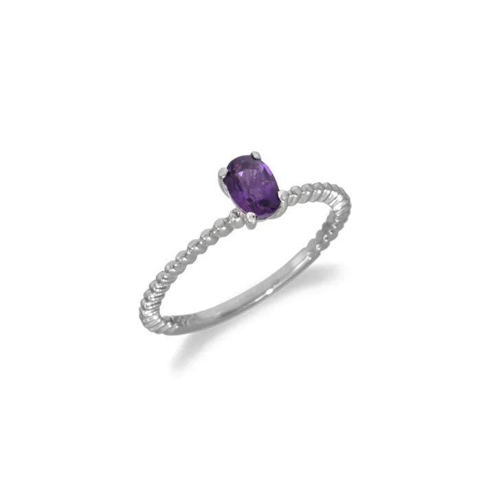 Four Peaks Mining Co Small Beaded Solitaire Amethyst Ring Rings