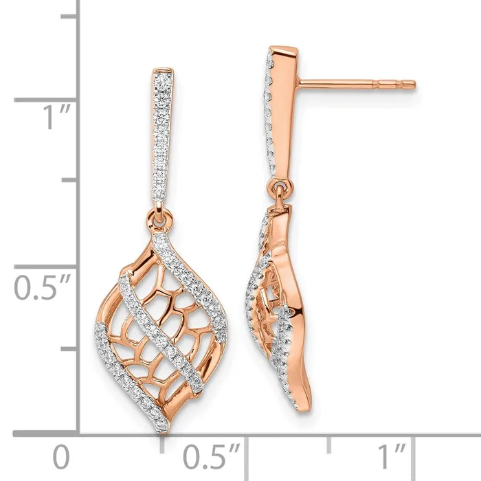 Earrings WB Choice Jewelry 14k Rose Gold Polished Fancy Diamond Dangle Post EarringsWBCEM8529028RA