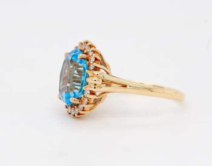 FULLERS PURCHASE FROM PUBLIC 14KY Blue Topaz and Diamond Ring Rings