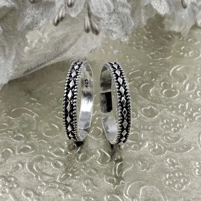 Karizma Jewels Rings Asian Real 925 Silver Antique finish Band Toe THUMB Rings Handmade bichia Pair foot ring