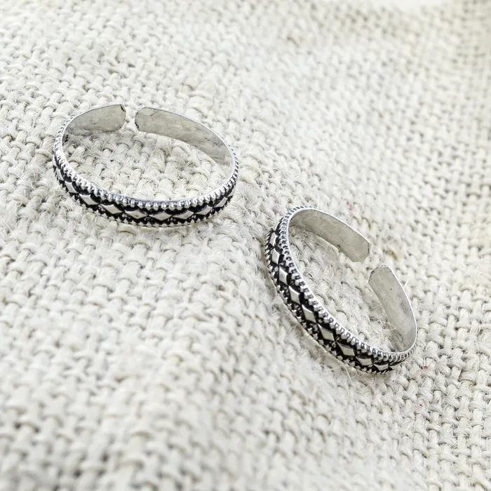 Karizma Jewels Rings Asian Real 925 Silver Antique finish Band Toe THUMB Rings Handmade bichia Pair foot ring