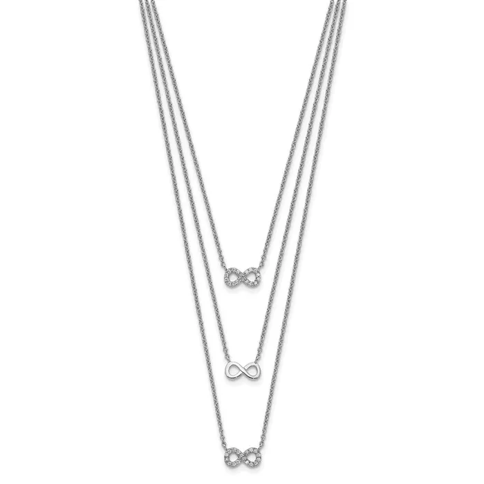Necklaces WB Choice Jewelry Sterling Silver Rhodplated 3Strand CZ Infinity w2in ext NecklaceWBCQG513016