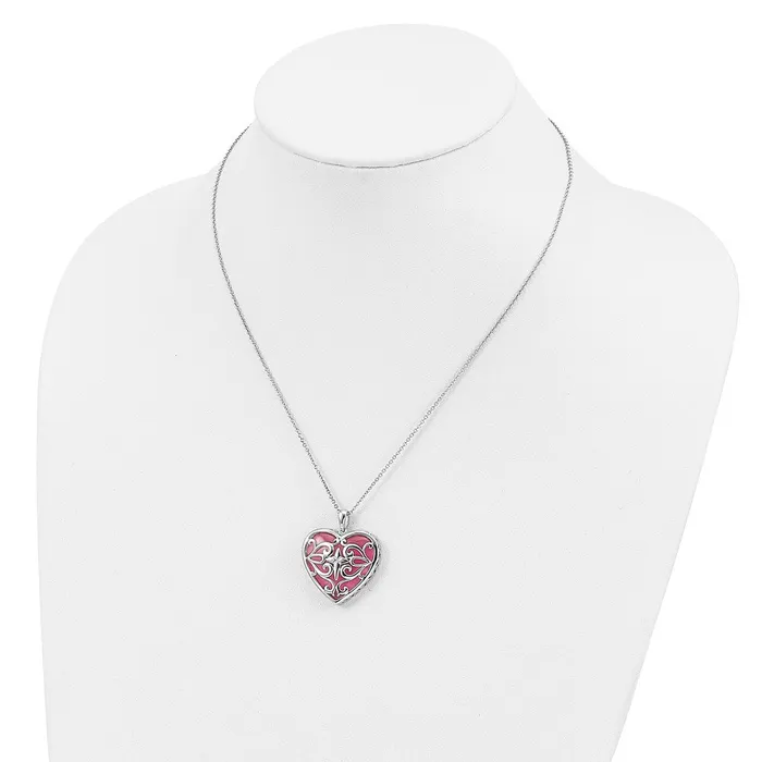 Necklaces WB Choice Jewelry Sterling Silver Simulated Cats Eye Heart Acceptance 18in NecklaceWBCQSX503