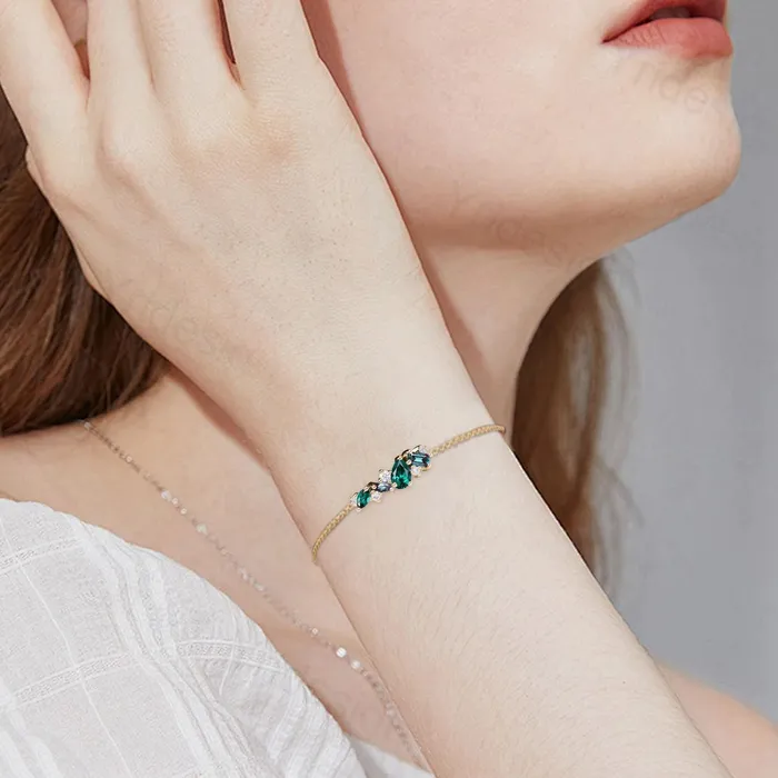 PENFINE Bracelets Elegant Pear Shaped Emerald Bracelet MultiStone Baguette Alexandrite Moissanite Lobster Claw Bracelet Silver Gold Art Deco Anniversary Gift PENFINE Bracelets Elegant Pear Shaped Emerald Bracelet MultiStone Baguette Alexandrite Moissanite Lobster Claw Bracelet Silver Gold Art Deco Anniversary Gift