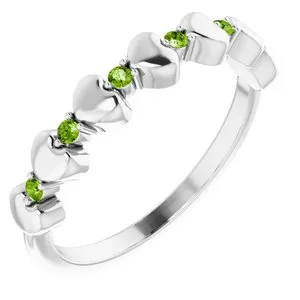 Platinum Peridot Stackable Heart Ring 71999643PSTWBC WB Choice Jewelry Rings