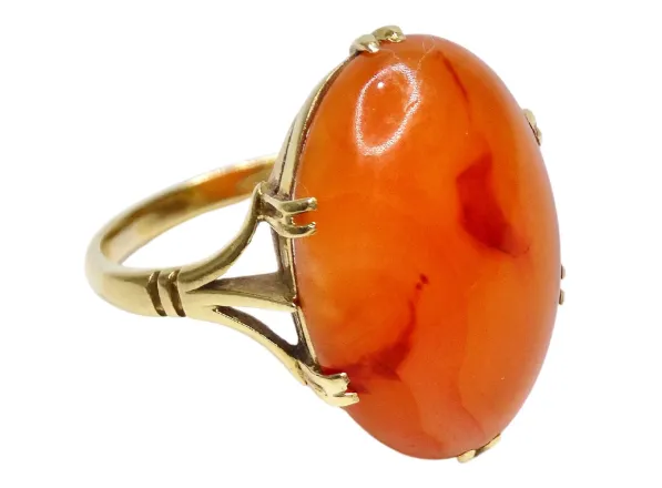 Rings Orange Jade 14k Gold Vintage Ring Vintage by Misty