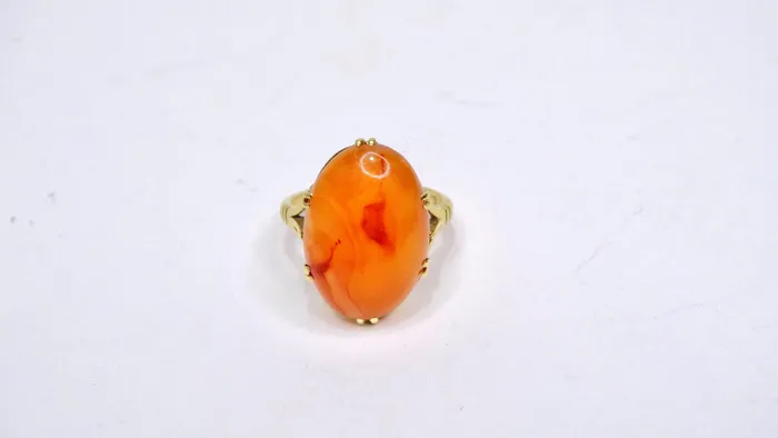 Rings Orange Jade 14k Gold Vintage Ring Vintage by Misty