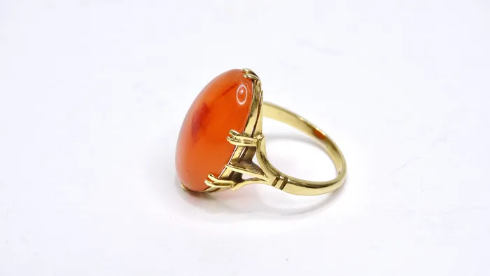 Rings Orange Jade 14k Gold Vintage Ring Vintage by Misty