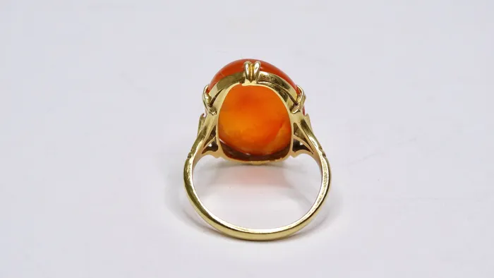 Rings Orange Jade 14k Gold Vintage Ring Vintage by Misty