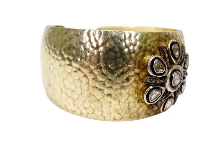 Rings Vintage by Misty Uncut Diamond Hammered Silver Cuff