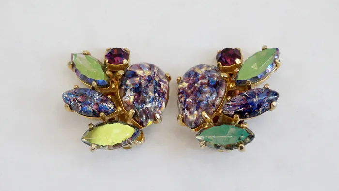 Schiaparelli Assorted Crystal ClipOn Earrings Vintage by Misty Earrings