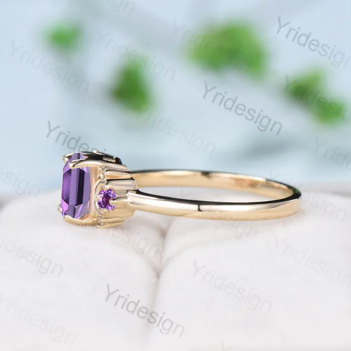 Vintage Amethyst Ring Unique Hexagon Amethyst Moon Engagement Ring women Art Deco February birthstone ring gift Purple Crystal Promise Ring PENFINE Rings Vintage Amethyst Ring Unique Hexagon Amethyst Moon Engagement Ring women Art Deco February birthstone ring gift Purple Crystal Promise Ring PENFINE Rings