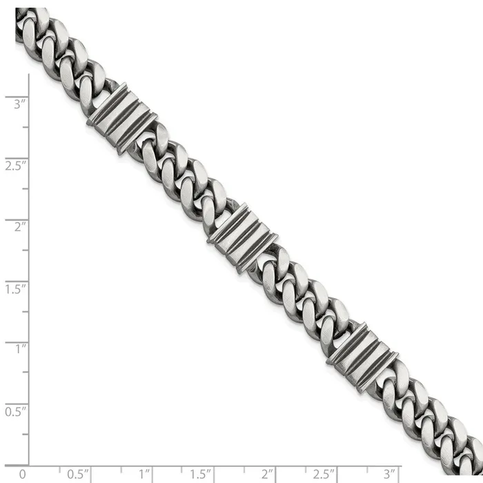 WB Choice Jewelry Bracelets Sterling Silver Mens Black Rhodiumplated Brushed CurbBar BraceletWBCQG574285