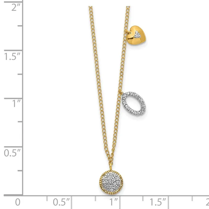 WB Choice Jewelry Necklaces 14k Diamond Two Circle and Heart 165 inch NecklaceWBCPM4700010YA