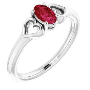 WB Choice Jewelry Rings Sterling Silver 5x3 mm Oval Ruby Youth Heart Ring71987672PSTWBC