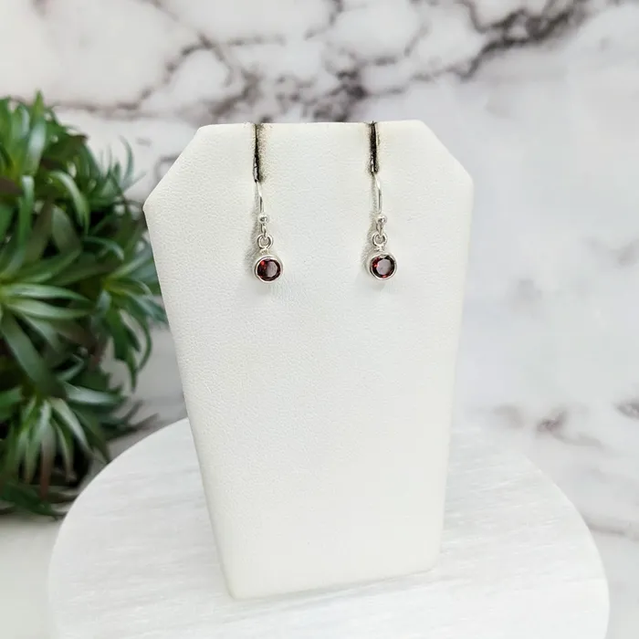 Bliss Crystals Earrings Garnet Faceted Sterling Silver Dangle Earrings LV3248