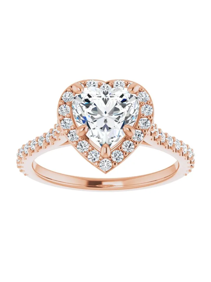 Diamond Set Halo and Band Engagement Ring 38 ct tw acredo USA Rings