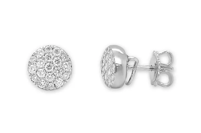 Earrings Albert Hern Earrings 040 cts Micro Pave Diamonds Disc Stud 18kt Gold
