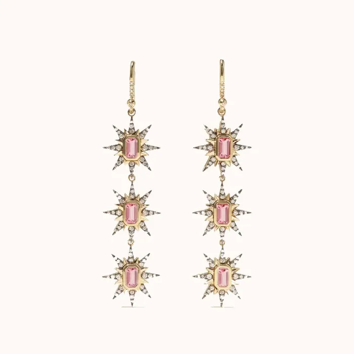 Earrings Marlo Laz Multi Starburst Earrings Pink Sapphire