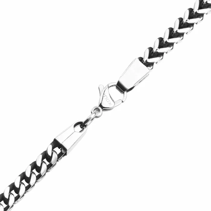 Necklaces INOX JEWELRY Antiqued Silver Tone Stainless Steel 5mm Franco Link Chain