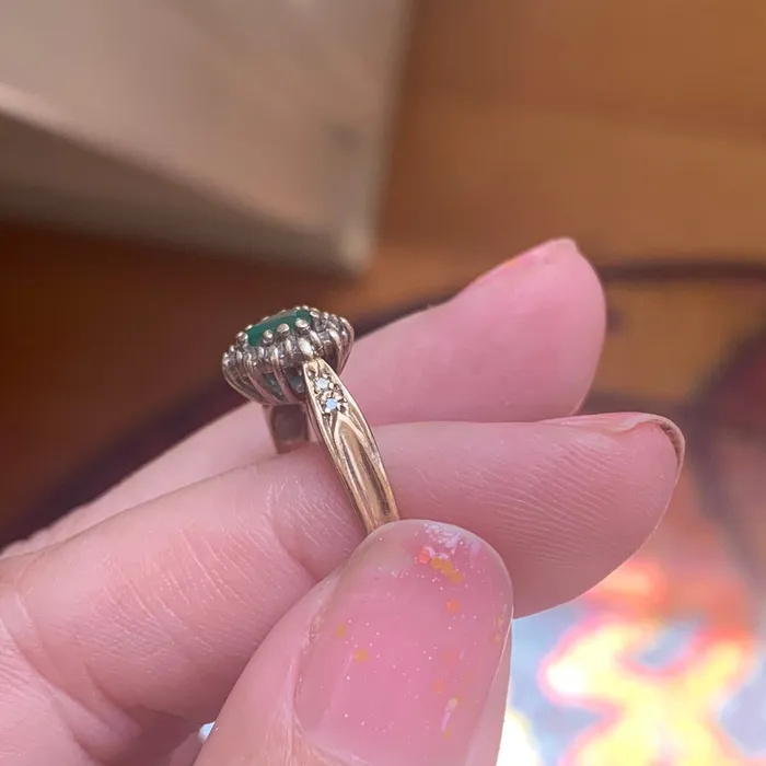 Rings Love Vintage Paris Emerald Heart Ring Diamond Halo