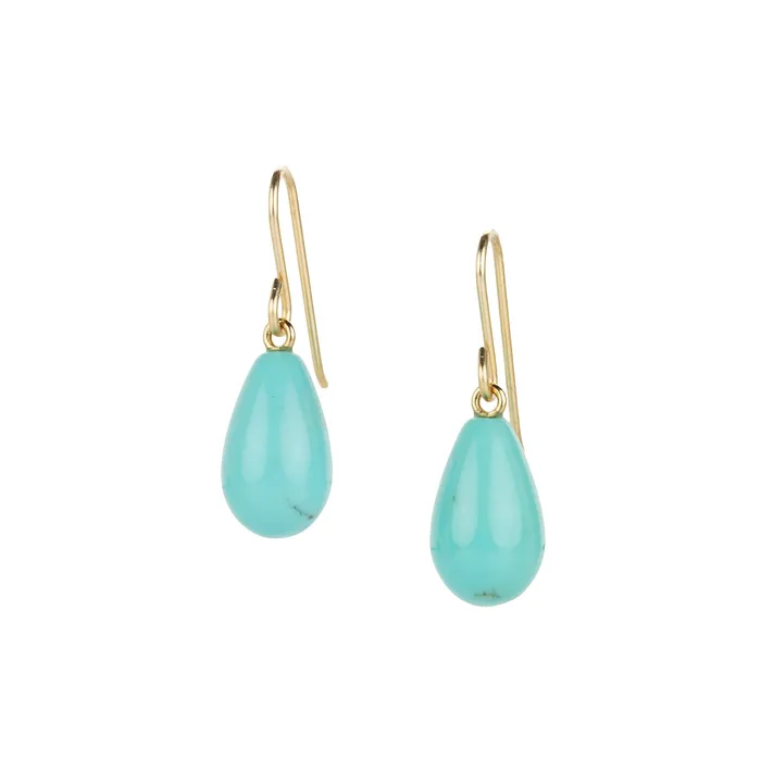 18k Smooth Chinese Turquoise Drop Earrings Maria Beaulieu Earrings