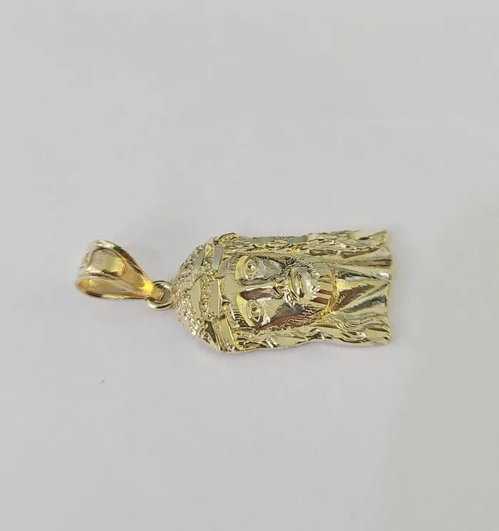 Charm Necklaces Globalwatches10 Real 10K Jesus Head Pendant Charm Yellow Gold Genuine 1
