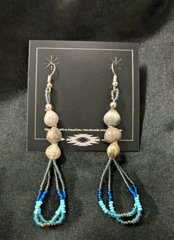 Chris Crosbys Purple Coyote Earrings Corn Bead Dangle Earrings Chris Crosbys Purple Coyote Earrings Corn Bead Dangle Earrings