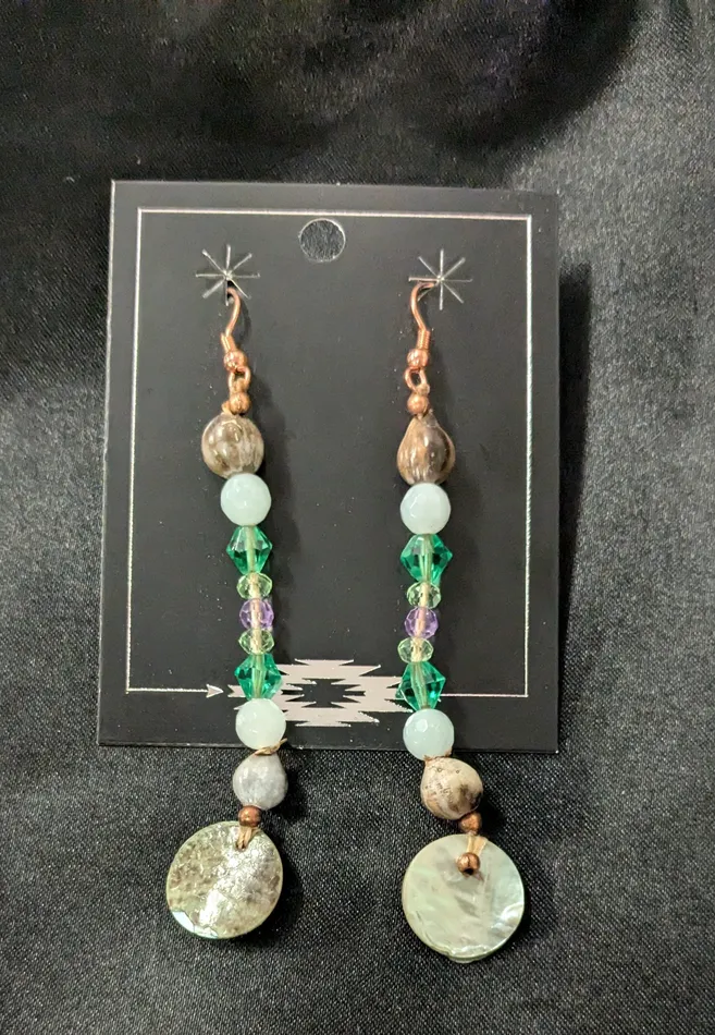Chris Crosbys Purple Coyote Earrings Corn Bead Dangle Earrings Chris Crosbys Purple Coyote Earrings Corn Bead Dangle Earrings