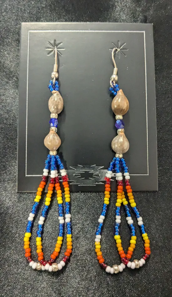 Chris Crosbys Purple Coyote Earrings Corn Bead Dangle Earrings Chris Crosbys Purple Coyote Earrings Corn Bead Dangle Earrings