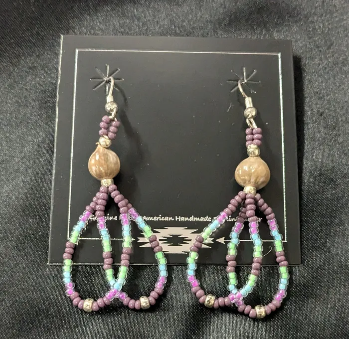 Chris Crosbys Purple Coyote Earrings Corn Bead Dangle Earrings Chris Crosbys Purple Coyote Earrings Corn Bead Dangle Earrings