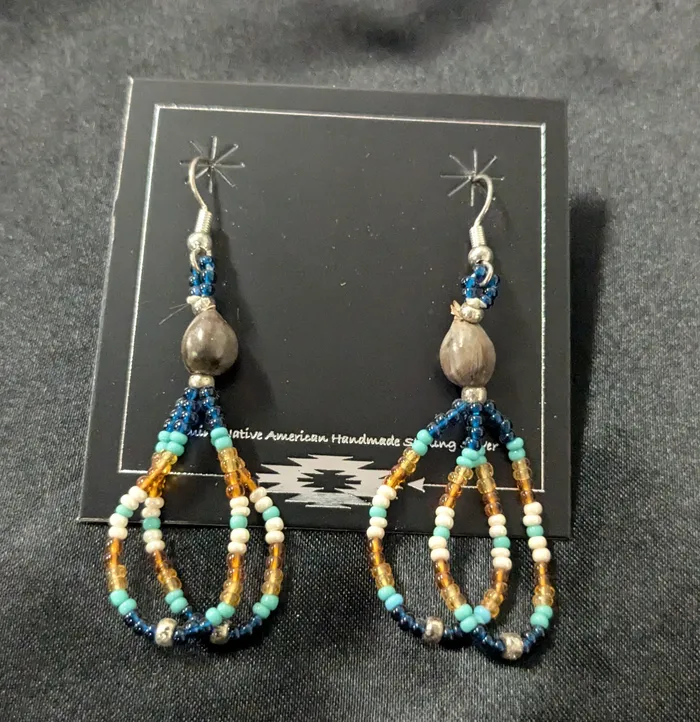 Chris Crosbys Purple Coyote Earrings Corn Bead Dangle Earrings Chris Crosbys Purple Coyote Earrings Corn Bead Dangle Earrings