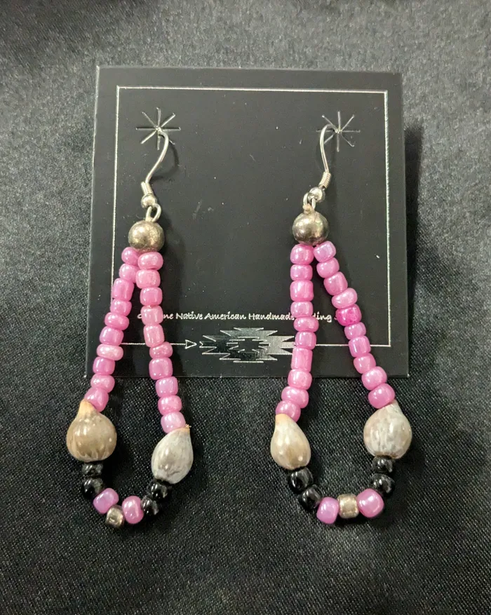 Chris Crosbys Purple Coyote Earrings Corn Bead Dangle Earrings Chris Crosbys Purple Coyote Earrings Corn Bead Dangle Earrings